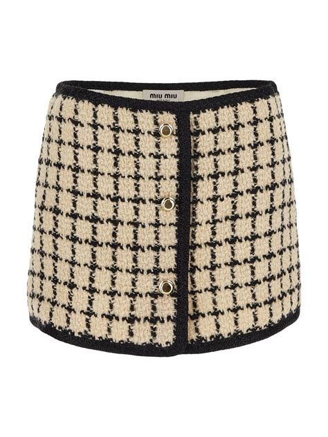 miu miu wool and leather skirt|miu michu shoes.